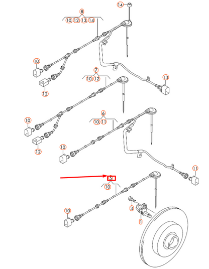 NEW VOLKSWAGEN CC REAR LEFT SPEED SENSOR WIRING HARNESS 3C0927904AA ORIGINAL