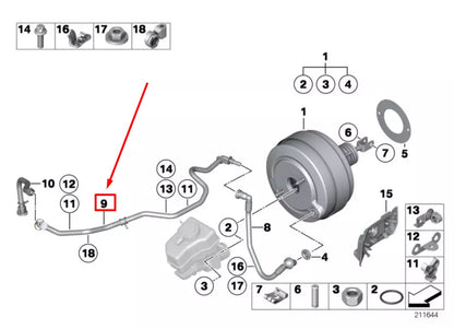NEW BMW 5 E60 BRAKE BOOSTER VACUUM HOSE 11667570497 7570497 ORIGINAL