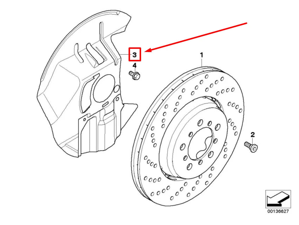 NEW BMW 3 CABRIO E46 FRONT RIGHT BRAKE DUST SHIELD 34112282110 2282110 ORIGINAL