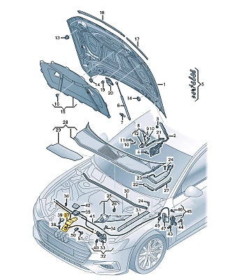 NEW AUDI A7 4K8 FRONT BONNET LOCK RELEASE ELEMENT 4K8823529E ORIGINAL