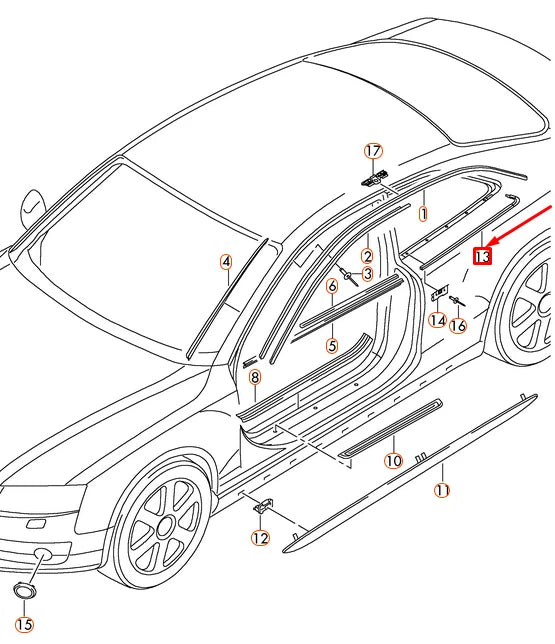 NEW AUDI A5 8T BLACK-GLOSSY TRIM STRIPS LEFT SIDE WINDOW 8T0853345HT94 ORIGINAL