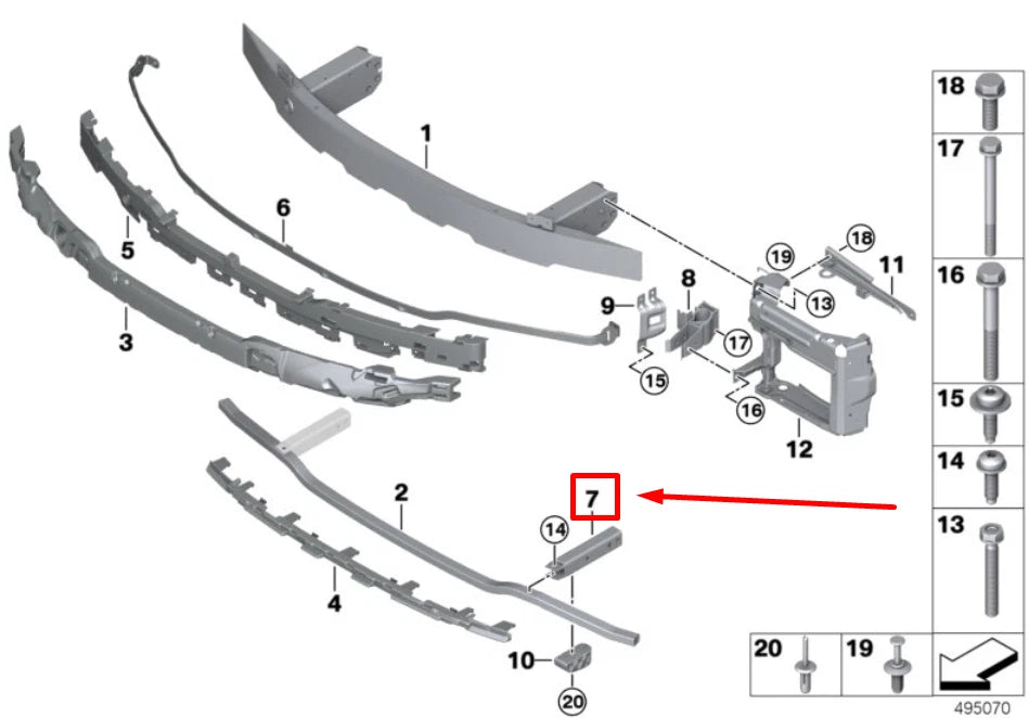 NEW BMW 3 G20 FRONT LEFT TRIM CARRIER CRASH BOX 7460347 51117460347 ORIGINAL