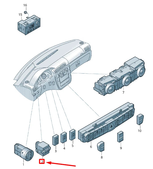 NEW VW CRAFTER 2F MK1 HEADLIGHT HEIGHT ADJUSTMENT SWITCH 2E0941301