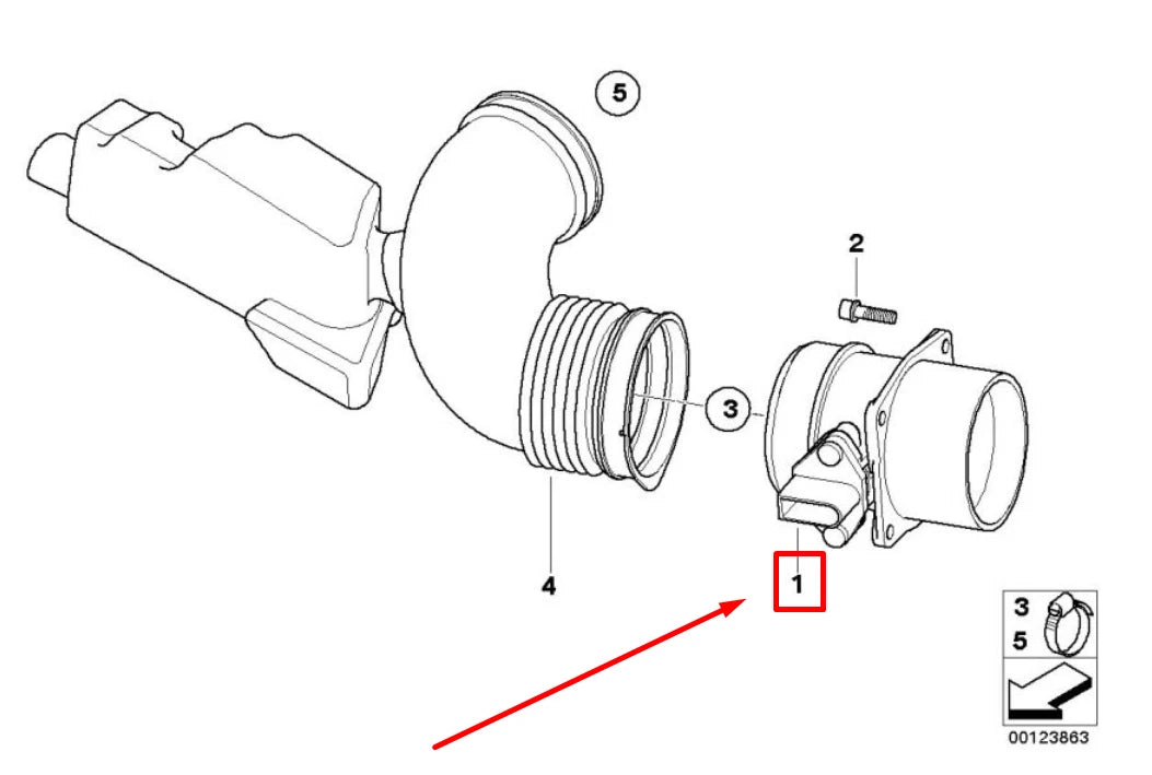 NEW BMW 7 E65, E66, E67 MASS AIR FLOW SENSOR 7566987 13627566987 ORIGINAL