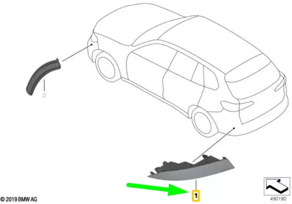 NEW BMW X5 G05 REAR RIGHT BUMPER REFLECTOR WITH FOG LAMP RHD 63148091924