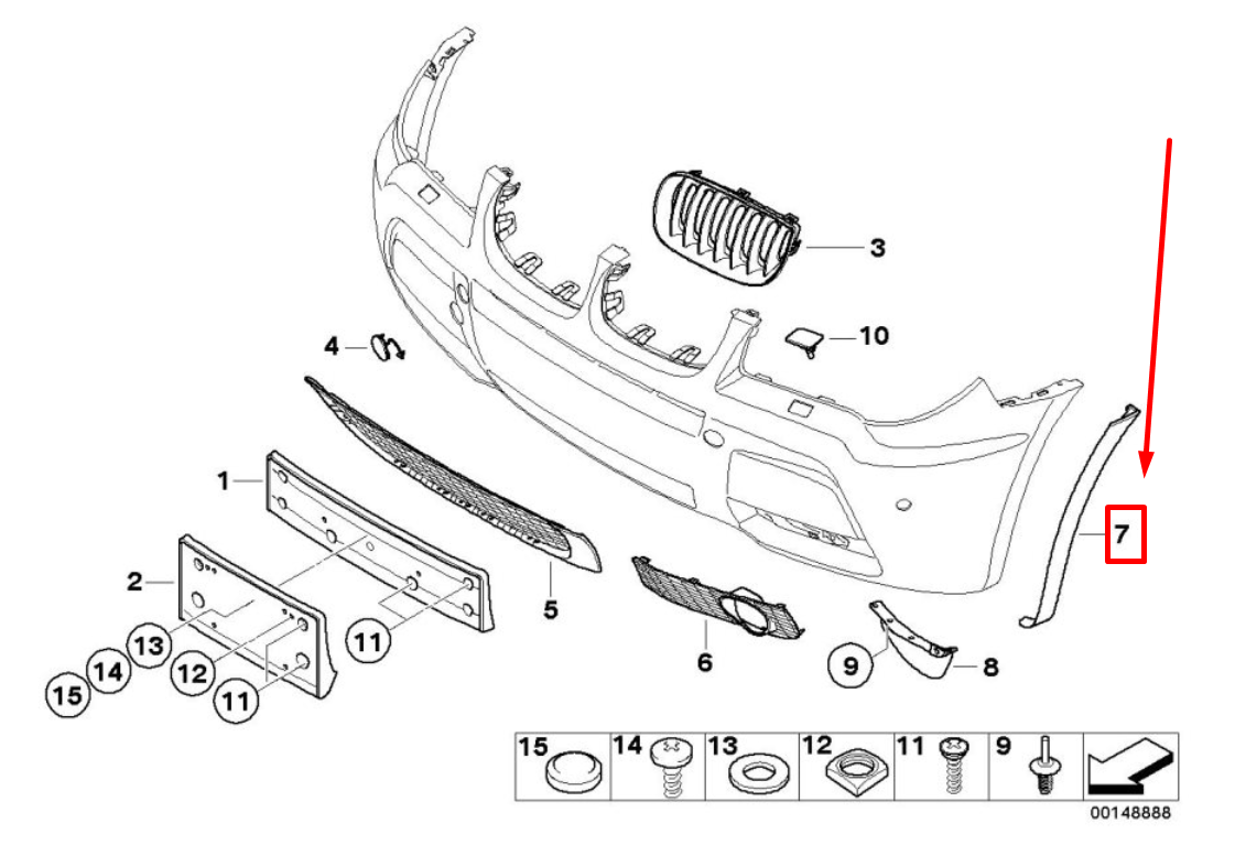 new bmw x3 e83 frontg left wheel arch cover 3418111 51113418111 original
