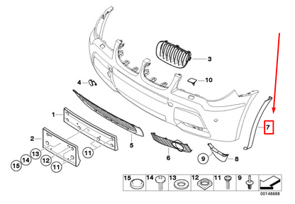 new bmw x3 e83 frontg left wheel arch cover 3418111 51113418111 original