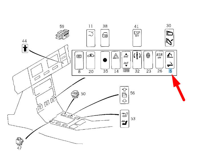 NEW MERCEDES-BENZ SL R129 ROLL BAR SWITCH A1298206410 ORIGINAL