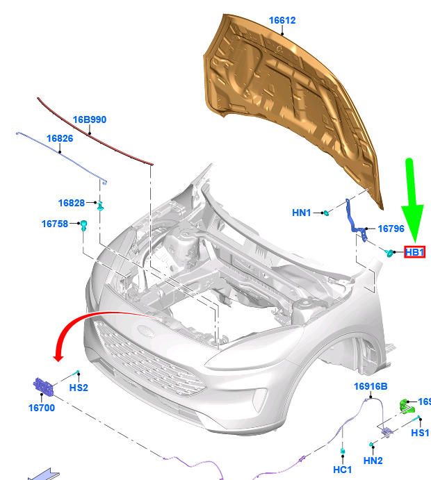 new ford kuga mk3 cx482 front hood hinge bolt w719011-s442 2031367 original