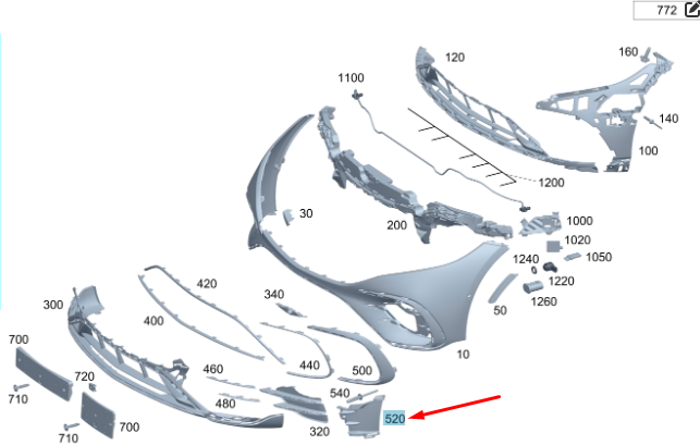 NEW MERCEDES-BENZ EQS FRONT RIGHT AIR DUCT SEGMENT A297A2978856003 ORIGINAL