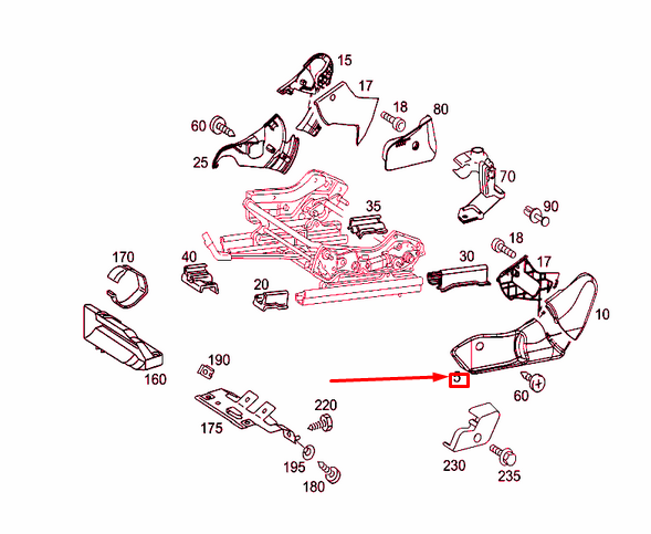 NEW MB C CL203 FRONT RIGHT SEAT ADJUSTMENT COVER A20991822309B51 ORIGINAL