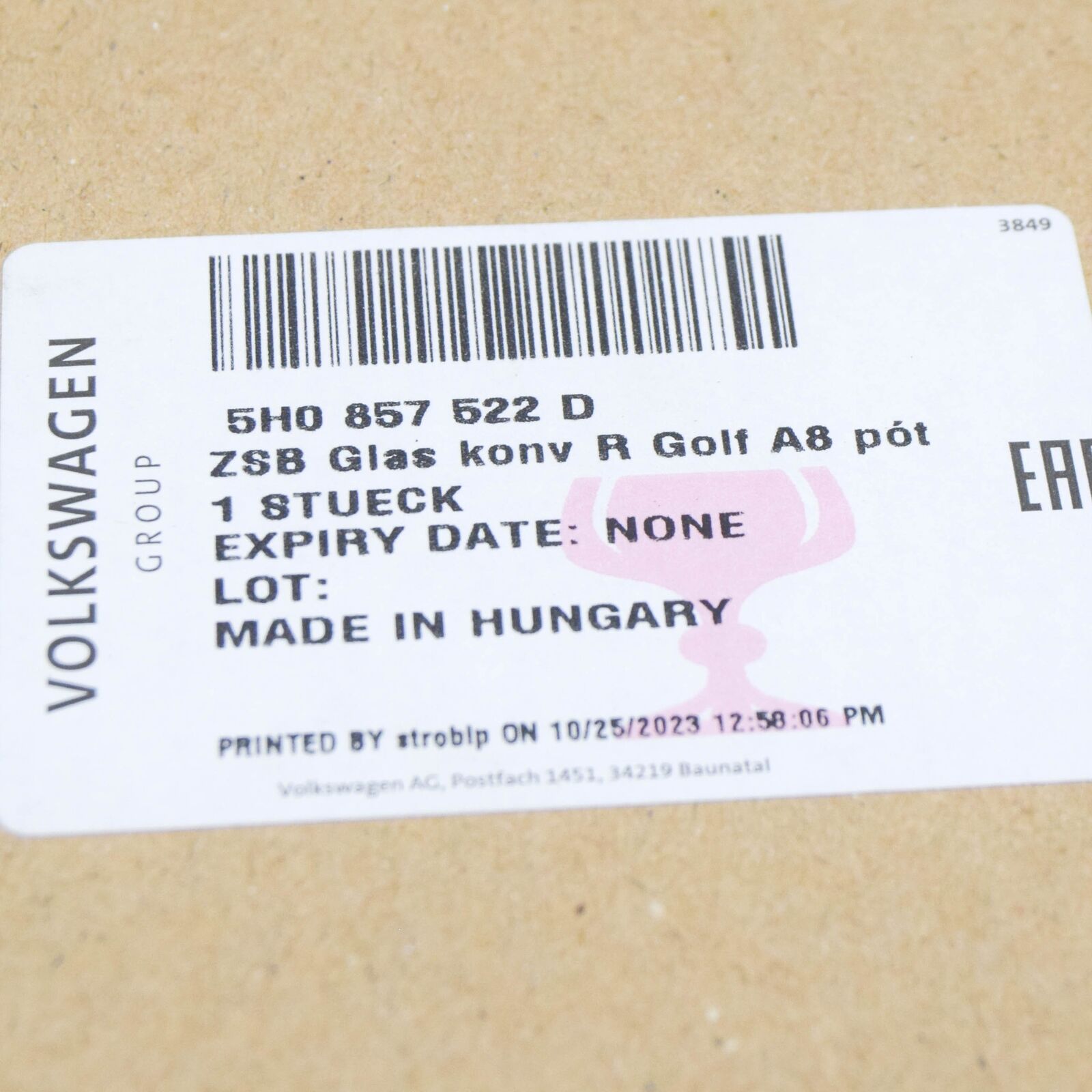 NEW VOLKSWAGEN ID.3 E11 FRONT RIGHT DOOR MIRROR GLASS LHD 5H0857522D ORIGINAL