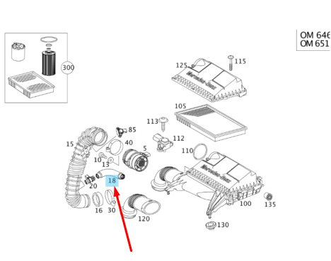 NEW MB VITO W639 FILTER TO TURBOCHARGER AIR INTAKE HOSE A6395282482 ORIGINAL