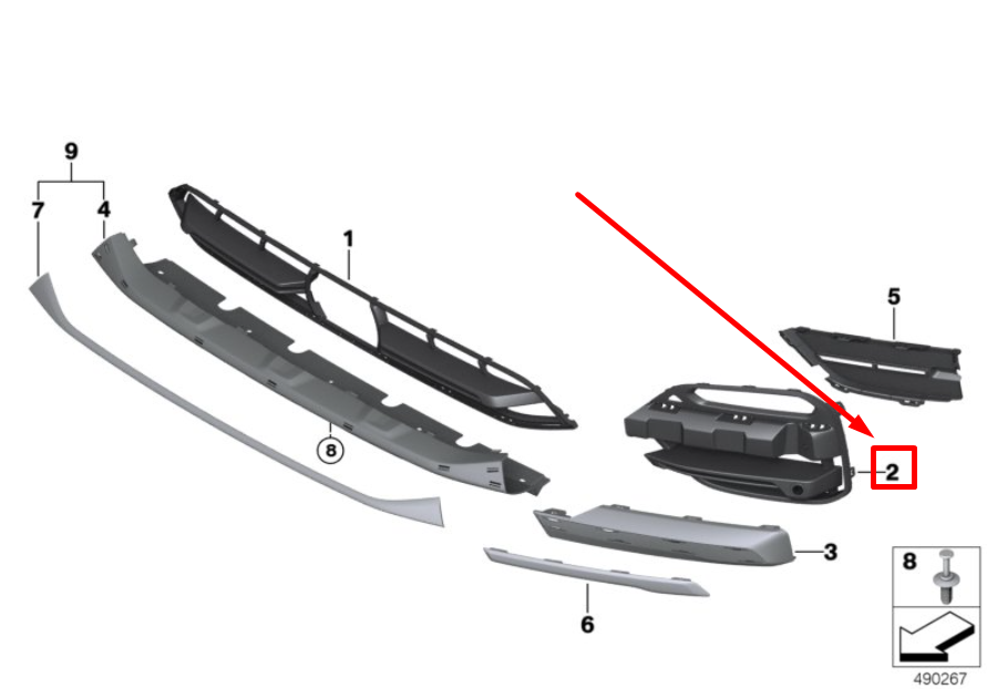 new bmw x3 g01, f97 front right bumper grille cover 7422946 51117422946 original