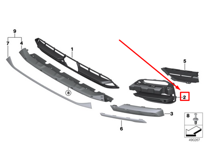 new bmw x3 g01, f97 front right bumper grille cover 7422946 51117422946 original