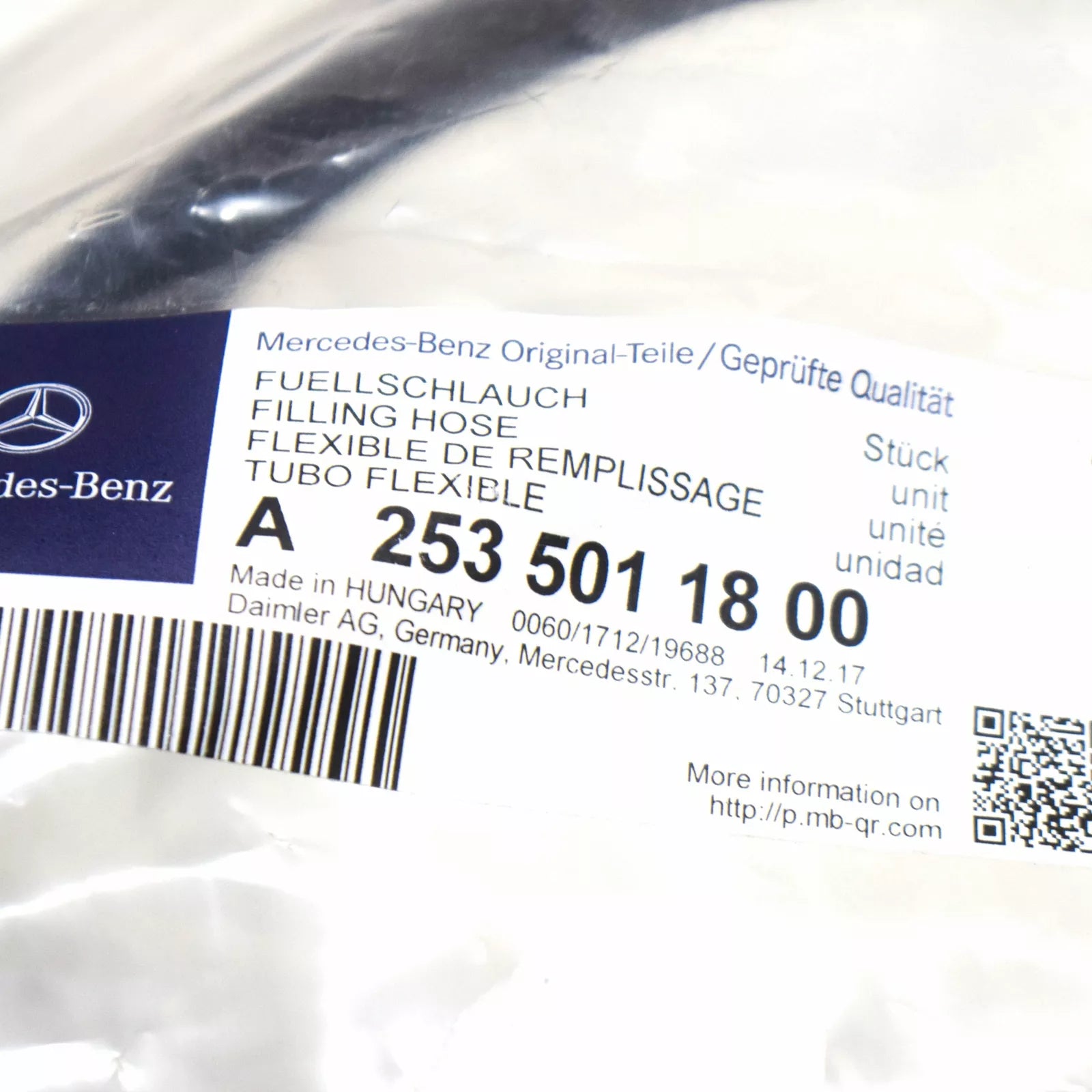 NEW MB E W213 RIGHT LOWER COOLANT RADIATOR LOWER WATER HOSE A2535011800 ORIGINAL