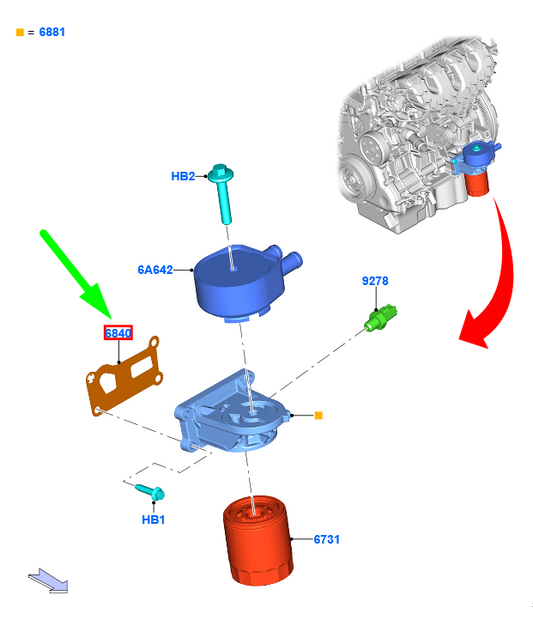 new ford focus mk3 c346 oil filter adaptor gasket 1916150 original