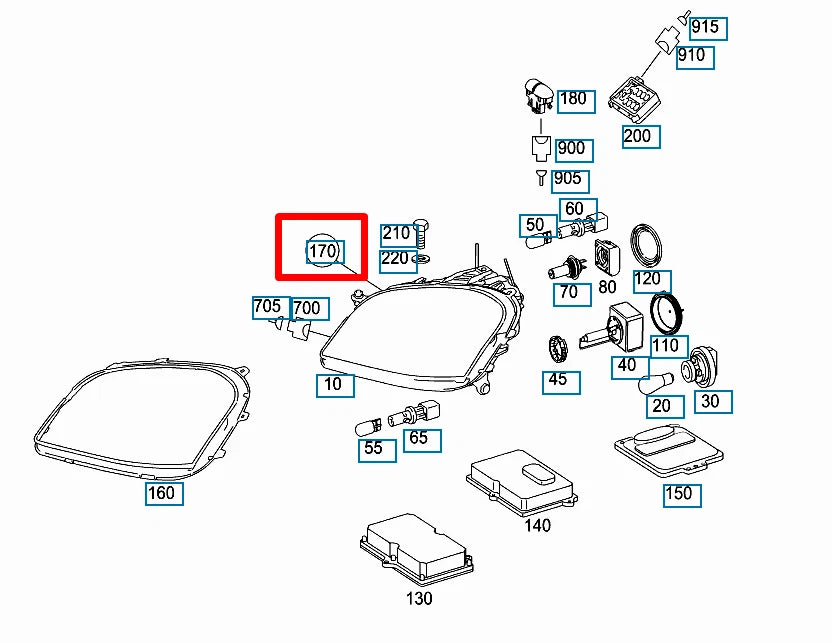 NEW MERCEDES-BENZ M-CLASS W164 RIGHT HEADLIGHT REPAIR KIT A1648200259 ORIGINAL