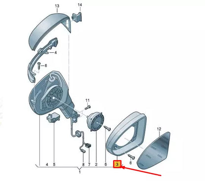 NEW VW GOLF VIII CD MK8 FRONT LEFT DOOR MIRROR FRAME 5H08576019B9 ORIGINAL