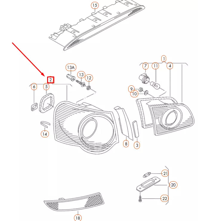 NEW VW PASSAT VARIANT B6 REAR LEFT OUTER TAILLIGHT 3C9945095N ORIGINAL
