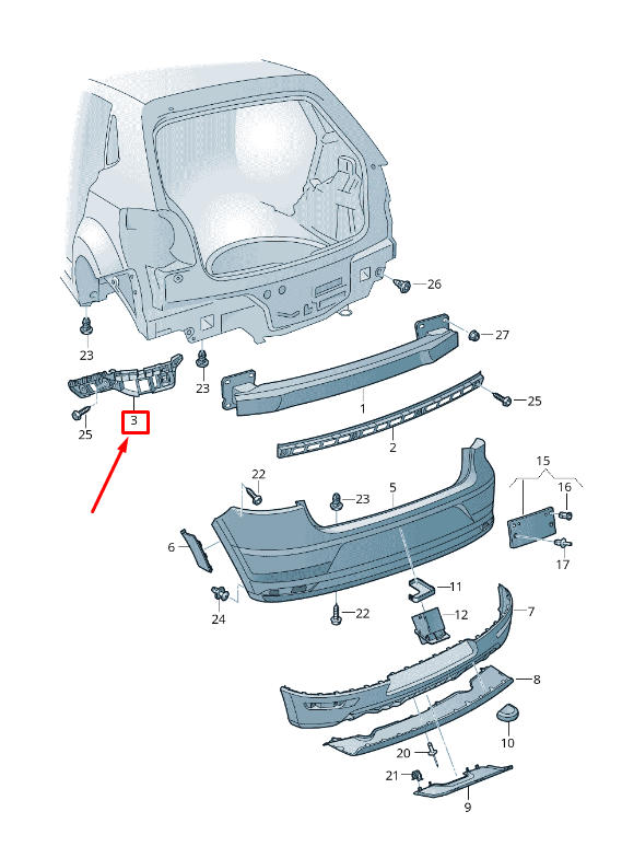 new vw polo 6r rear left bumper bracket hanger 6c6807393b original