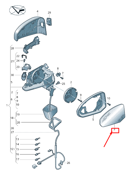 new audi q3 f3 front right door mirror glass 81a857536e original