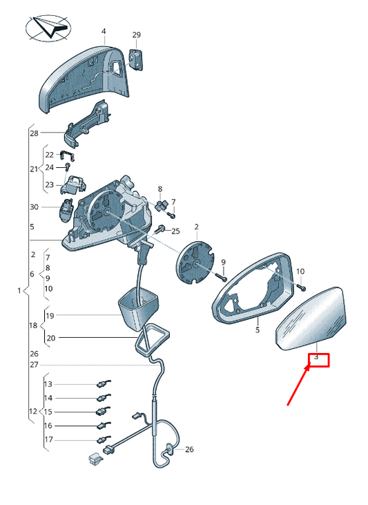 new audi q3 f3 front right door mirror glass 81a857536e original