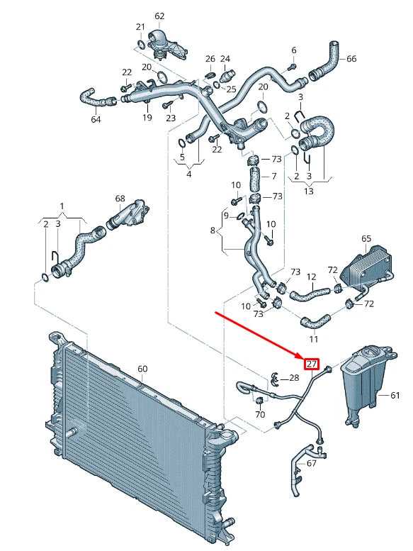 NEW AUDI Q5 8R COOLANT OVERFLOW HOSE 8R0121081AN ORIGINAL