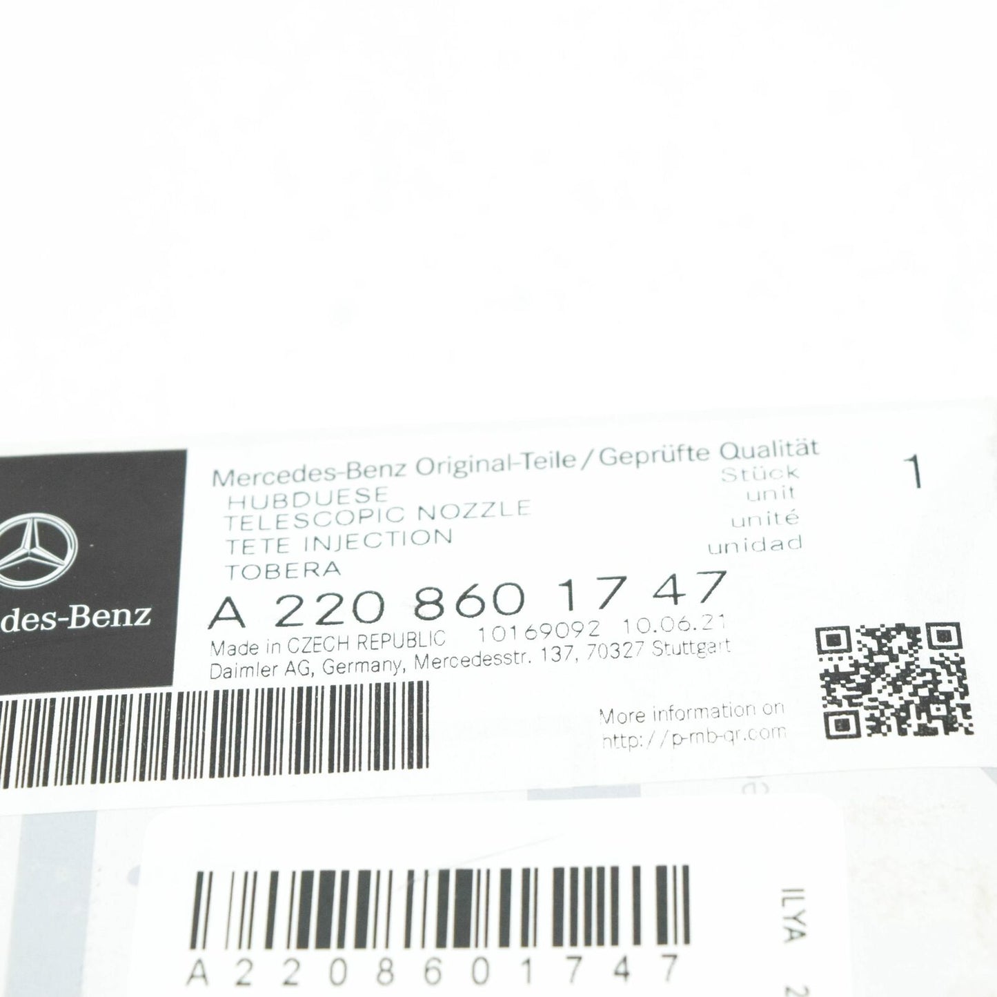 NEW MERCEDES-BENZ S-CLASS W220 LEFT HEADLIGHT WASHER NOZZLE A2208601747 ORIGINAL