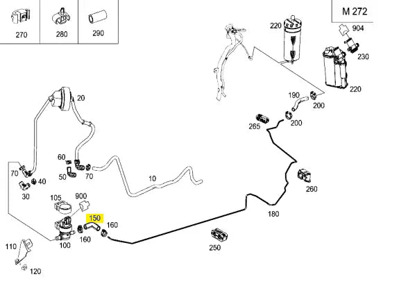 NEW MERCEDES-BENZ HOSE FROM PURGE VALVE TO PURGLE LINE PIPE A1704761526