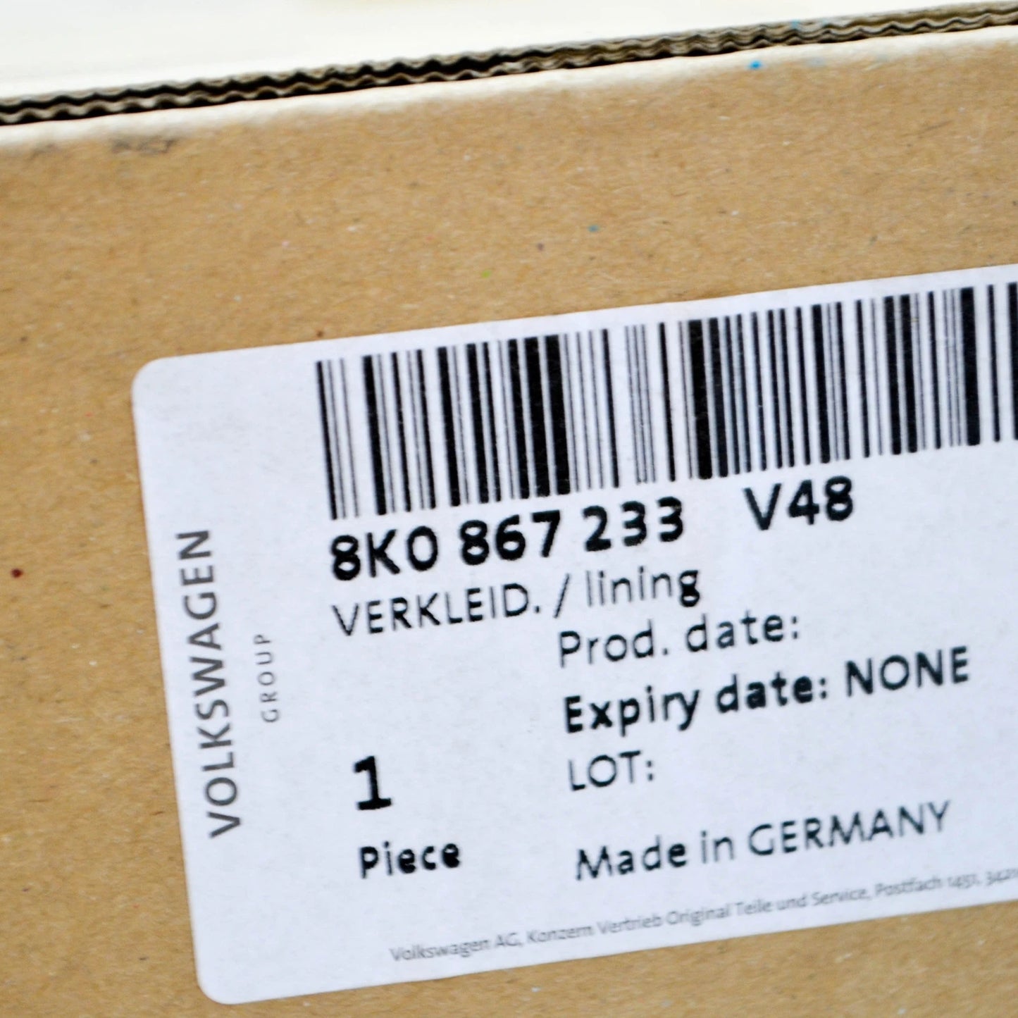 NEW AUDI A4 B8 LEFT SIDE UPPER A PILLAR TRIM 8K0867233V48