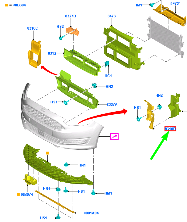 new ford grand c-max mk2 front left air deflector f1cb-8339-ab 1898887 original
