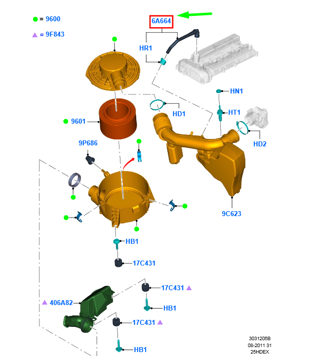new ford ranger 6 mk1 vent hose 1741636 ab39-6853-cb original