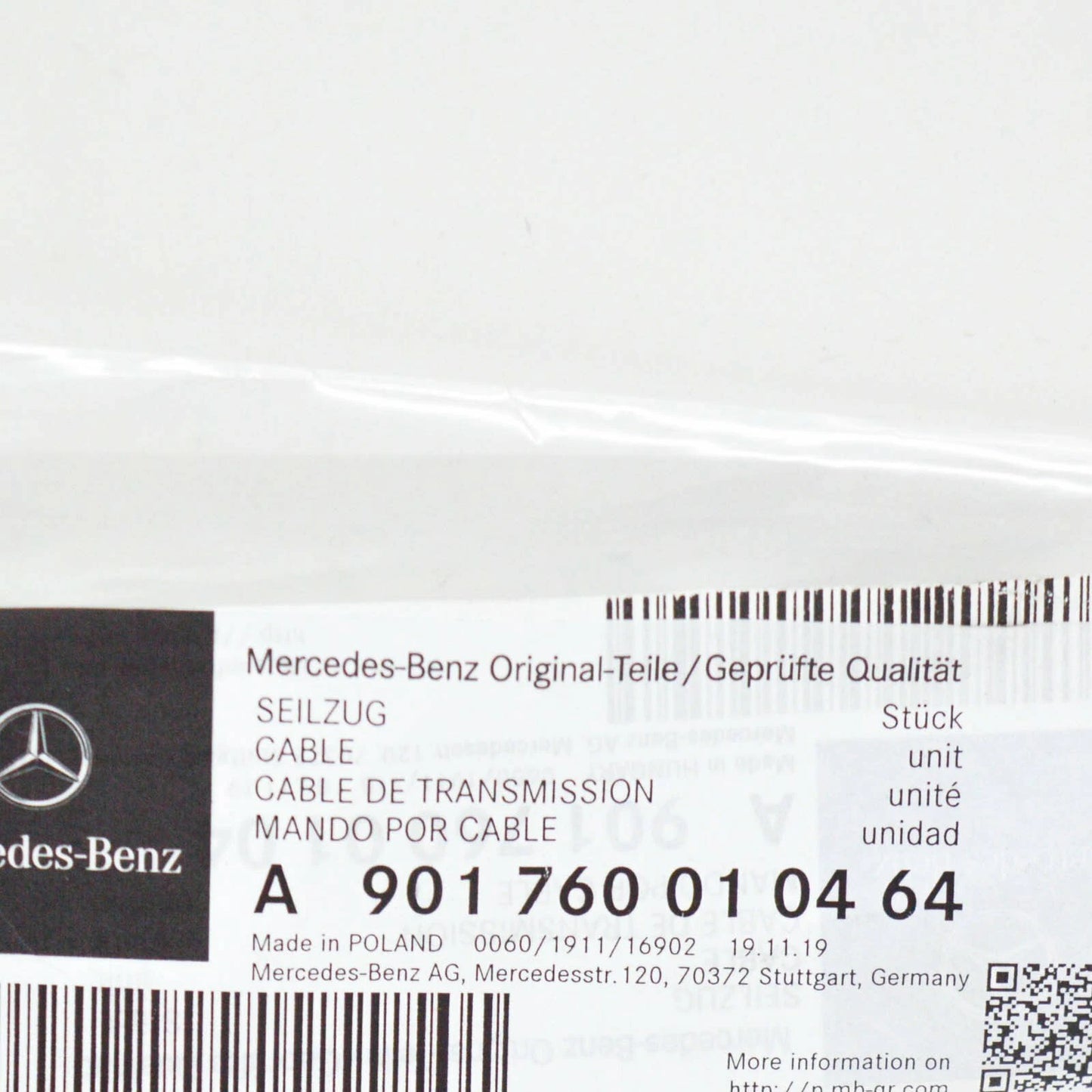 NEW MERCEDES-BENZ SPRINTER 906 SIDE DOOR LOCK CABLE A901760010464 ORIGINAL