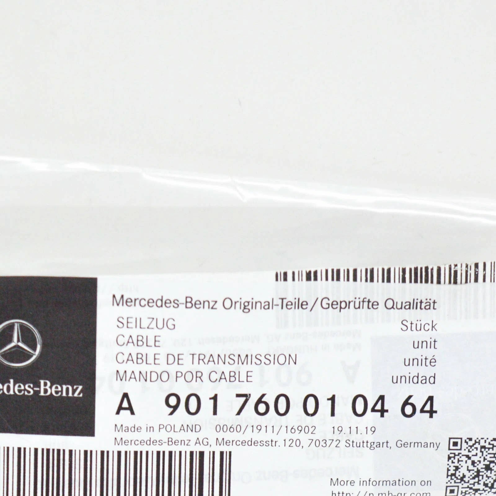 NEW MERCEDES-BENZ SPRINTER 906 SIDE DOOR LOCK CABLE A901760010464 ORIGINAL