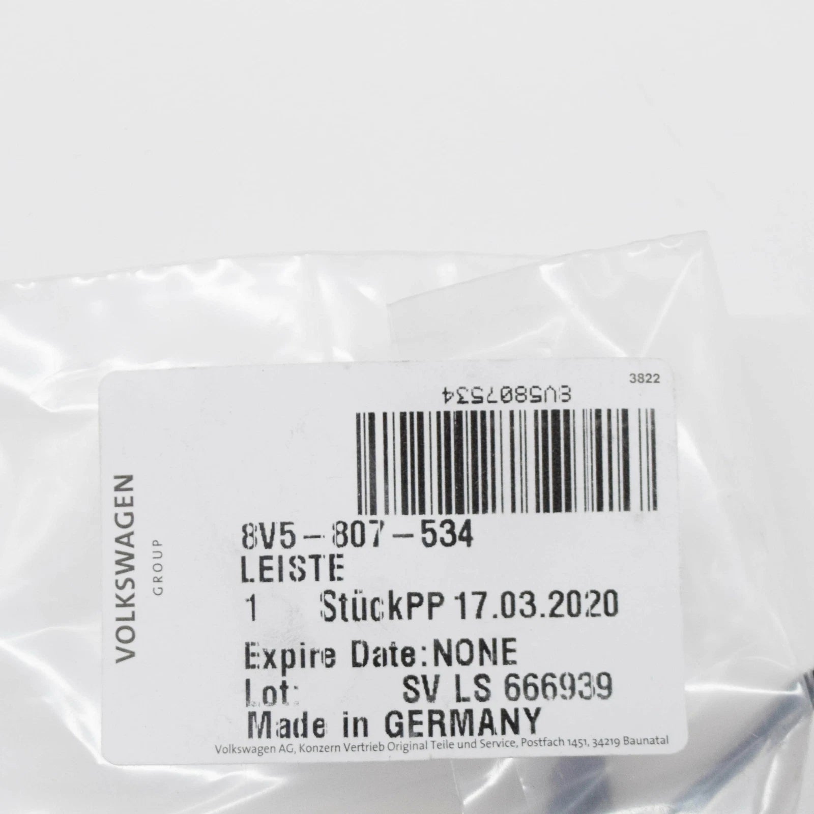 NEW AUDI A3 8V FRONT BUMPER RIGHT COVER TRIM 8V5807534