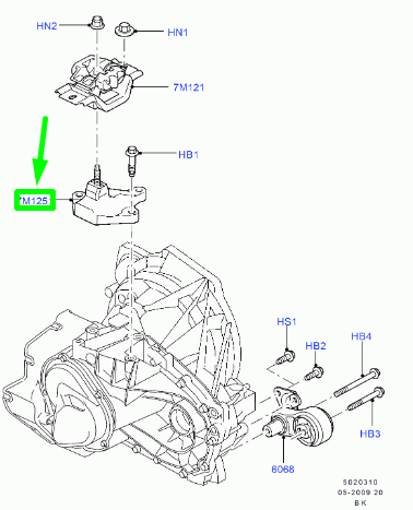 new ford fiesta mk5 transmission mounting support 1141460 2s61-7m125-ac original