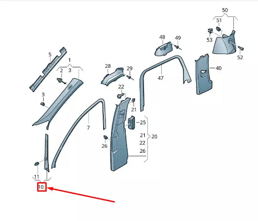 NEW VW TOUAREG 7P MK2 CENTER RIGHT A PILLAR TRIM 7P0868238B82V
