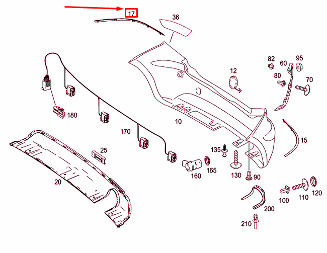 NEW MERCEDES-BENZ A W169 REAR BUMPER RIGHT MOLDING TRIM A1698851074 ORIGINAL
