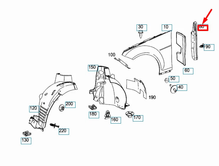 NEW MERCEDES-BENZ C W204 FRONT LEFT FENDER TRIM A2048890125 ORIGINAL