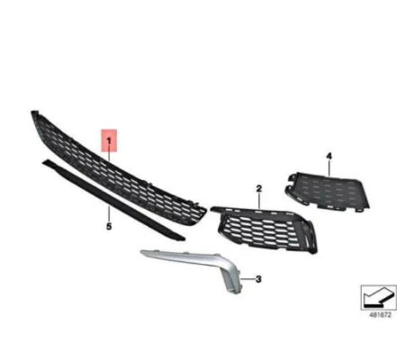 NEW BMW 5 G30 FRONT LOWER BUMPER AIR INTAKE GRILLE 51118064931 ORIGINAL