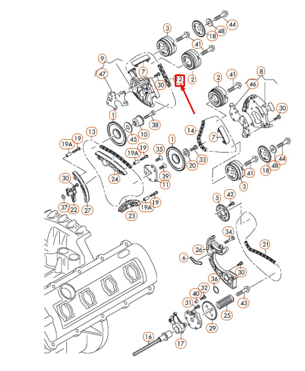 NEW AUDI A4 B7 RIGHT CAMSHAFT TIMING CHAIN 06E109229A ORIGINAL