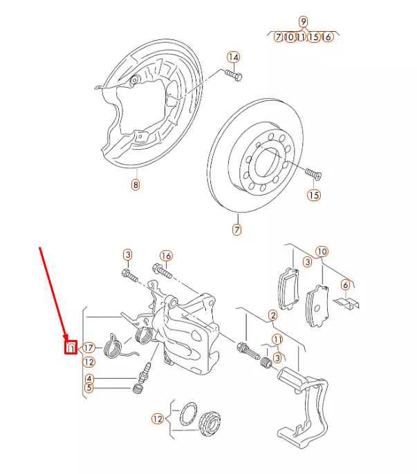NEW AUDI A3 8P REAR LEFT BRAKE CALIPER HOUSING 8J0615423E ORIGINAL