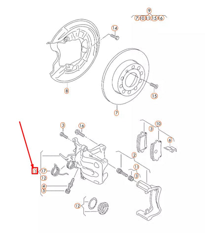 NEW AUDI A3 8P REAR LEFT BRAKE CALIPER HOUSING 8J0615423E ORIGINAL