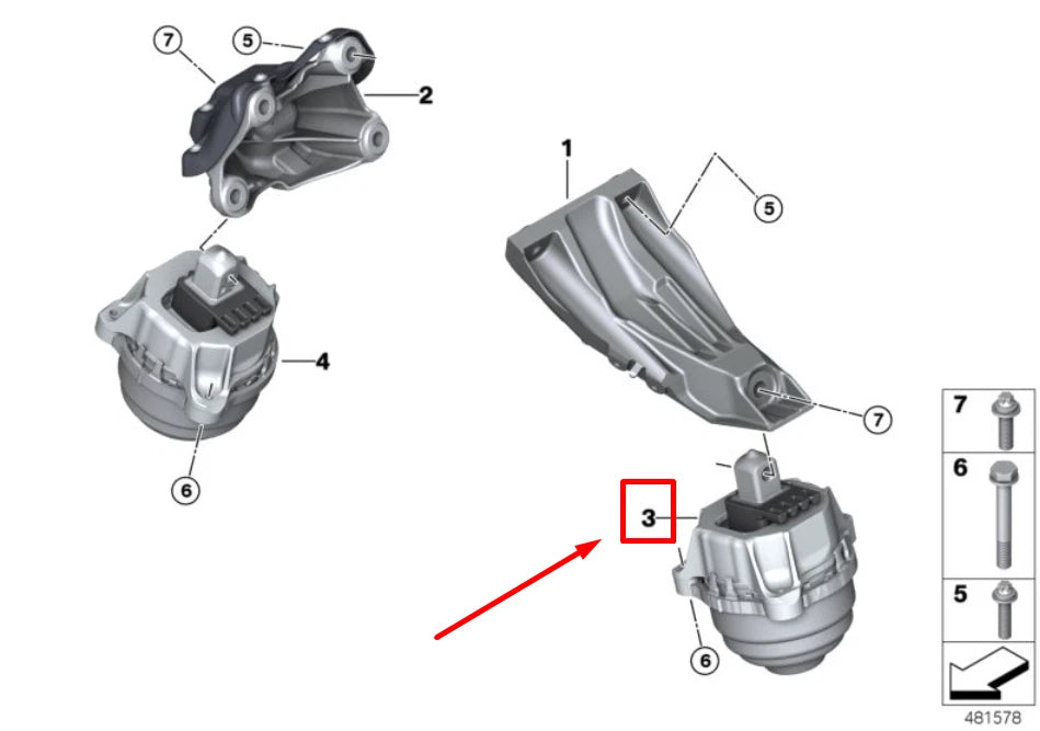 NEW BMW 7 G11 G12 LEFT ENGINE MOUNT 22116866155 6866155 ORIGINAL