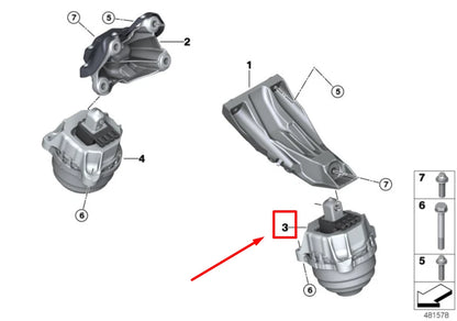 NEW BMW 7 G11 G12 LEFT ENGINE MOUNT 22116866155 6866155 ORIGINAL