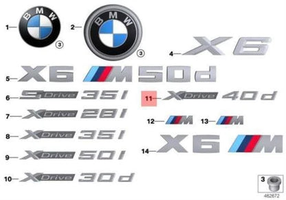 NEW BMW F15 FRONT DOOR X DRIVE 40D EMBLEM BADGE LOGO SIGN 7345065 51147345065