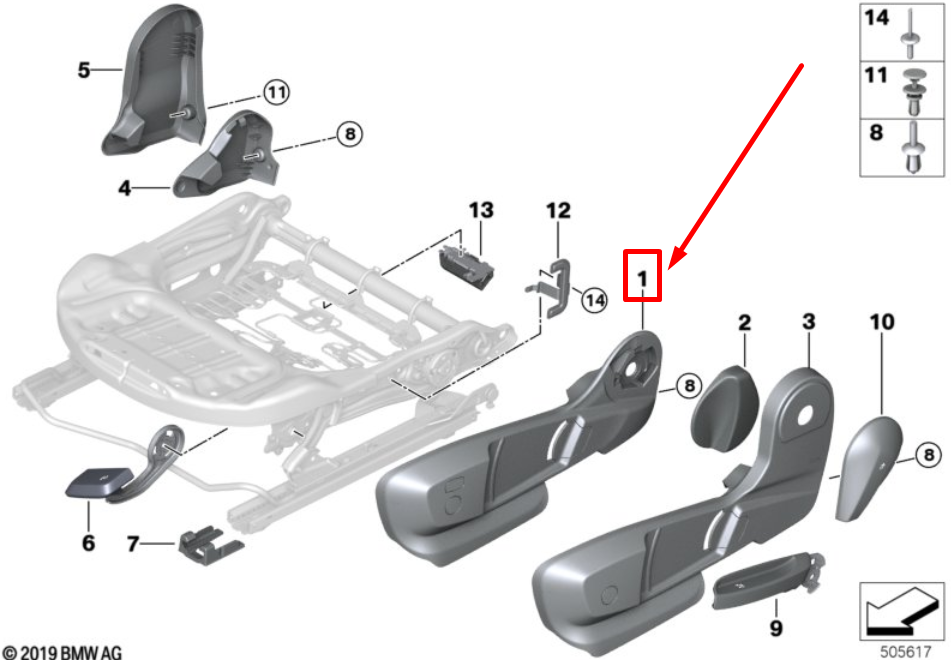 new bmw x2 f39 front left outer seat trim panel 52107351925 7351925 original