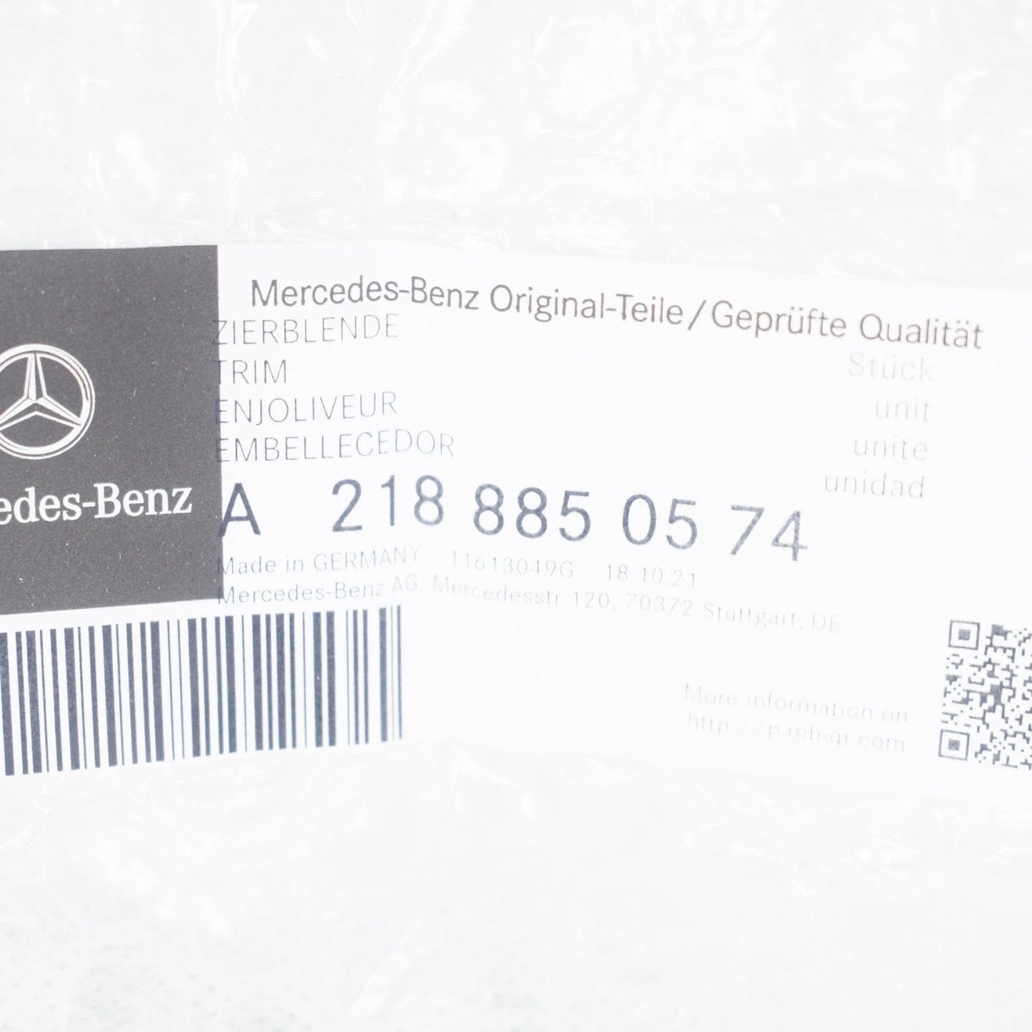 NEW MB CLS C218 FRONT BUMPER RADIATOR GRILLE CHROME SURROUND TRIM A2188850574