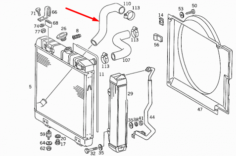 NEW MERCEDES-BENZ G-CLASS W461 RADIATOR LOWER HOSE PIPE A4605012782 ORIGINAL